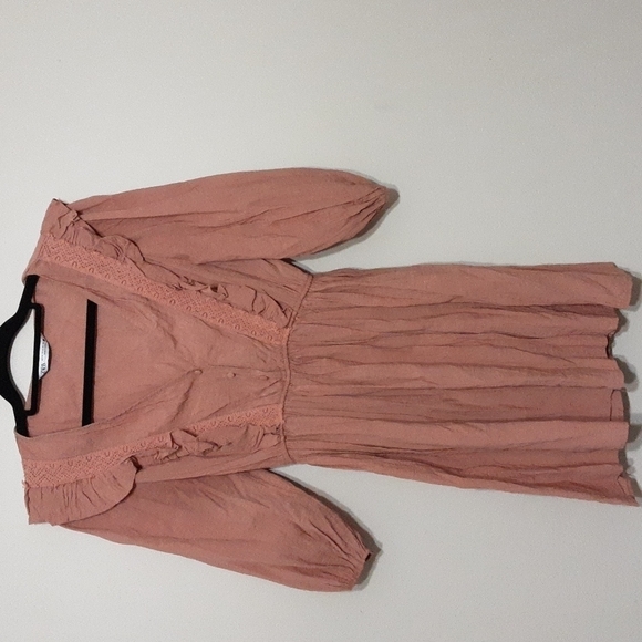 Zara women mini dress puff sleeve embroidery M lagenlook y2k Rodeo Festival Pink - Picture 10 of 11